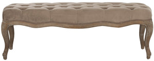 Safavieh Ramsey Bench - Timeless Country French Elegance With Solid Oak Frame And Comfortable Upholstered Seat Mushroom MCR4577D