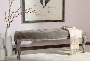 Safavieh Ramsey Bench - Timeless Country French Elegance With Solid Oak Frame And Comfortable Upholstered Seat Mushroom MCR4577D