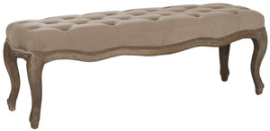 Safavieh Ramsey Bench - Timeless Country French Elegance With Solid Oak Frame And Comfortable Upholstered Seat Mushroom MCR4577D