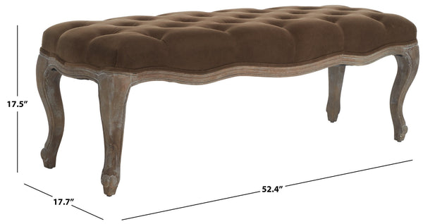Safavieh Ramsey Bench - Timeless Country French Elegance With Solid Oak Frame And Comfortable Upholstered Seat Spruce MCR4577E
