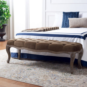 Safavieh Ramsey Bench - Timeless Country French Elegance With Solid Oak Frame And Comfortable Upholstered Seat Spruce MCR4577E