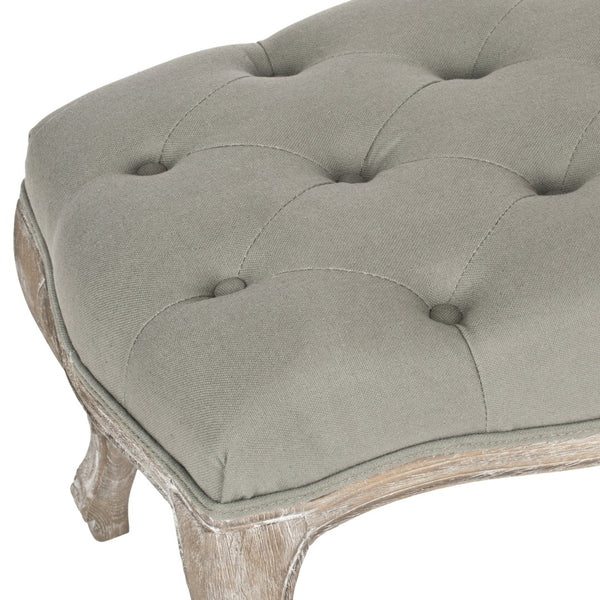 Safavieh Ramsey Bench - Timeless Country French Elegance With Solid Oak Frame And Comfortable Upholstered Seat Seamist MCR4577G