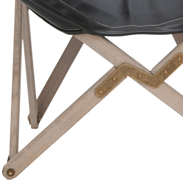 Safavieh Stuart Vintage-Inspired Side Chair - Modern Comfort With Distressed Frame & Antique Brass Hardware Black MCR4578B