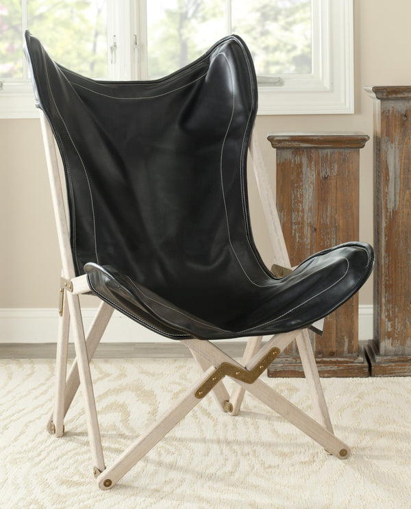 Safavieh Stuart Vintage-Inspired Side Chair - Modern Comfort With Distressed Frame & Antique Brass Hardware Black MCR4578B