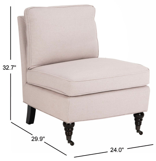 Safavieh Randy Slip Chair - Elegant Accent Piece With Plush Cushions, Spindle Legs, And Effortless Mobility Taupe MCR4584A
