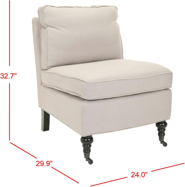 Safavieh Randy Slip Chair - Elegant Accent Piece With Plush Cushions, Spindle Legs, And Effortless Mobility Taupe MCR4584A