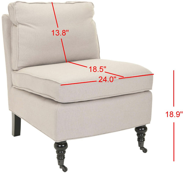 Safavieh Randy Slip Chair - Elegant Accent Piece With Plush Cushions, Spindle Legs, And Effortless Mobility Taupe MCR4584A