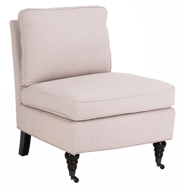 Safavieh Randy Slip Chair - Elegant Accent Piece With Plush Cushions, Spindle Legs, And Effortless Mobility Taupe MCR4584A