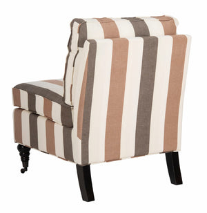 Safavieh Randy Slip Chair - Elegant Accent Piece With Plush Cushions, Spindle Legs, And Effortless Mobility Multi Stripe/Espresso MCR4584C