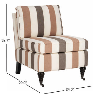Safavieh Randy Slip Chair - Elegant Accent Piece With Plush Cushions, Spindle Legs, And Effortless Mobility Multi Stripe/Espresso MCR4584C