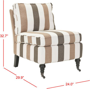 Safavieh Randy Slip Chair - Elegant Accent Piece With Plush Cushions, Spindle Legs, And Effortless Mobility Multi Stripe/Espresso MCR4584C