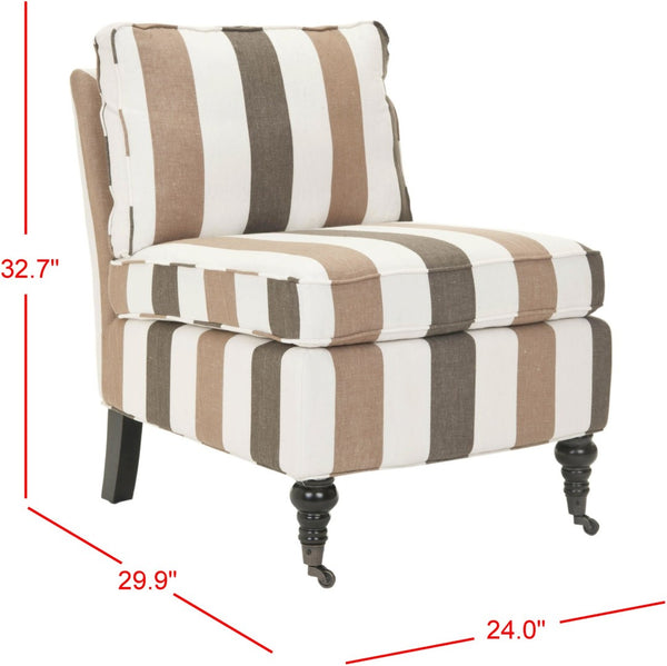 Safavieh Randy Slip Chair - Elegant Accent Piece With Plush Cushions, Spindle Legs, And Effortless Mobility Multi Stripe/Espresso MCR4584C