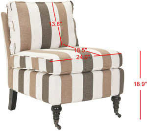 Safavieh Randy Slip Chair - Elegant Accent Piece With Plush Cushions, Spindle Legs, And Effortless Mobility Multi Stripe/Espresso MCR4584C