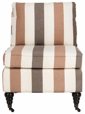 Safavieh Randy Slip Chair - Elegant Accent Piece With Plush Cushions, Spindle Legs, And Effortless Mobility Multi Stripe/Espresso MCR4584C