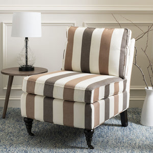 Safavieh Randy Slip Chair - Elegant Accent Piece With Plush Cushions, Spindle Legs, And Effortless Mobility Multi Stripe/Espresso MCR4584C