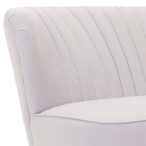 Safavieh Lydia Settee - Mid-Century Modern Loveseat In Beige Linen With Espresso Birch Legs For Small Spaces MCR4586A