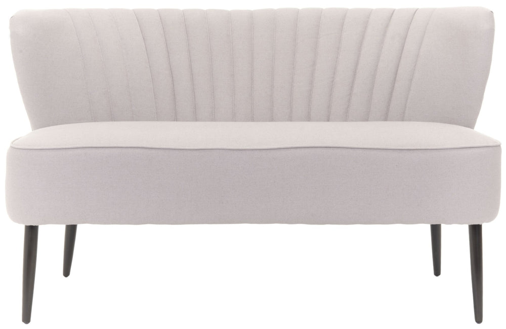 Safavieh Lydia Settee - Mid-Century Modern Loveseat In Beige Linen With Espresso Birch Legs For Small Spaces MCR4586A