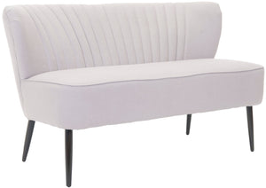Safavieh Lydia Settee - Mid-Century Modern Loveseat In Beige Linen With Espresso Birch Legs For Small Spaces MCR4586A