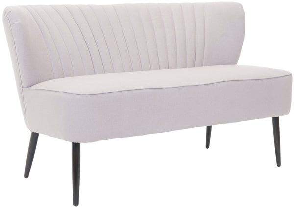 Safavieh Lydia Settee - Mid-Century Modern Loveseat In Beige Linen With Espresso Birch Legs For Small Spaces MCR4586A