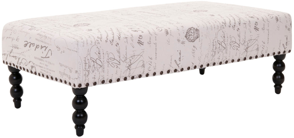 Safavieh Reagan Ottoman - Elegant Transitional Design With French Script Motif, Birchwood Legs & Nailhead Trim MCR4587A