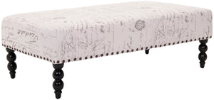 Safavieh Reagan Ottoman - Elegant Transitional Design With French Script Motif, Birchwood Legs & Nailhead Trim MCR4587A