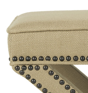 Safavieh Palmer Ottoman – Luxurious Antique Gold X-Bench With Brass Nail Heads For Stylish Living Spaces MCR4589B
