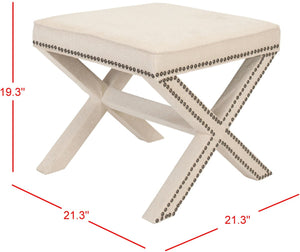 Safavieh Palmer Ottoman – Luxurious Antique Gold X-Bench With Brass Nail Heads For Stylish Living Spaces MCR4589B