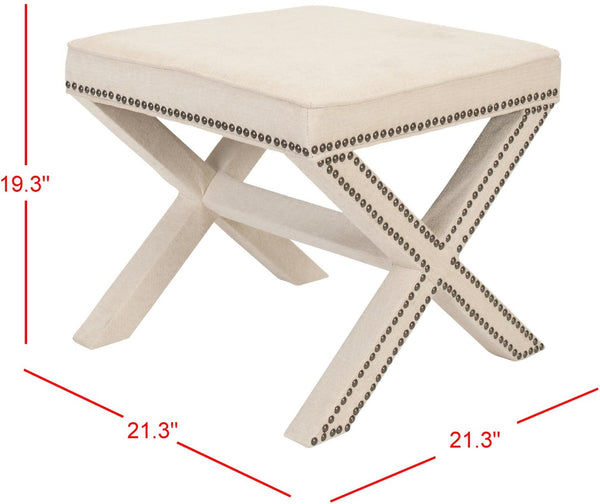 Safavieh Palmer Ottoman – Luxurious Antique Gold X-Bench With Brass Nail Heads For Stylish Living Spaces MCR4589B