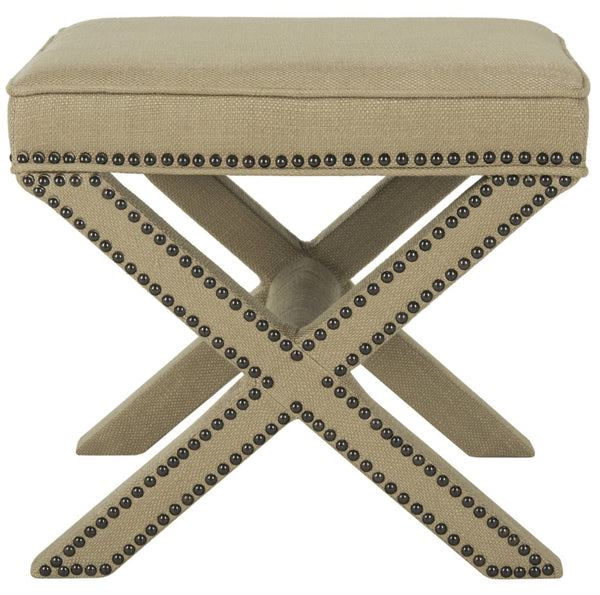 Safavieh Palmer Ottoman – Luxurious Antique Gold X-Bench With Brass Nail Heads For Stylish Living Spaces MCR4589B
