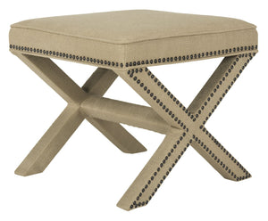 Safavieh Palmer Ottoman – Luxurious Antique Gold X-Bench With Brass Nail Heads For Stylish Living Spaces MCR4589B