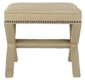 Safavieh Palmer Ottoman – Luxurious Antique Gold X-Bench With Brass Nail Heads For Stylish Living Spaces MCR4589B