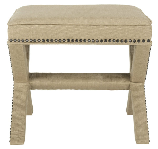 Safavieh Palmer Ottoman – Luxurious Antique Gold X-Bench With Brass Nail Heads For Stylish Living Spaces MCR4589B