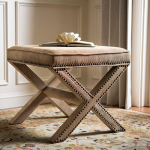 Safavieh Palmer Ottoman Silver Nail Heads Golden Bronze MCR4589C