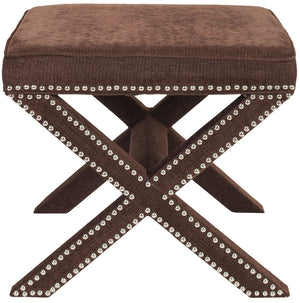 Safavieh Palmer Ottoman - Elegant X-Bench Design With Silver Nail Heads For Versatile Home Seating Solutions Chinchilla Brown MCR4589E