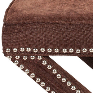 Safavieh Palmer Ottoman - Elegant X-Bench Design With Silver Nail Heads For Versatile Home Seating Solutions Chinchilla Brown MCR4589E