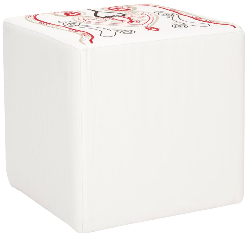 Safavieh Alicia Paisley Ottoman – Vibrant Square Accent, Durable Birch Frame, Versatile Seating & Table Use MCR4590B