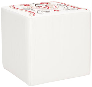 Safavieh Alicia Paisley Ottoman – Vibrant Square Accent, Durable Birch Frame, Versatile Seating & Table Use MCR4590B