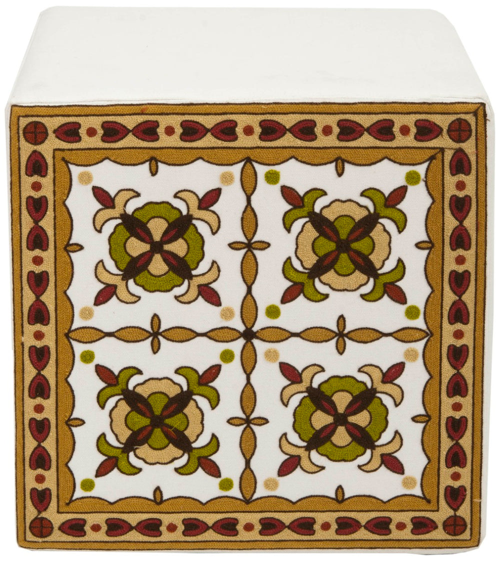 Safavieh Alicia Suzani Floral Ottoman - Bold, Multi-Colored Square Design For Stylish Seating & Decor Use MCR4590C