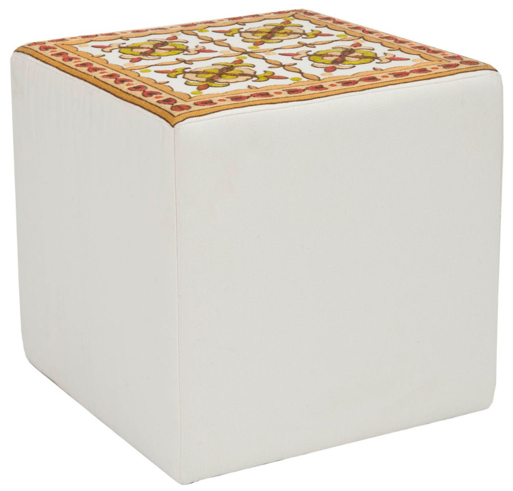 Safavieh Alicia Suzani Floral Ottoman - Bold, Multi-Colored Square Design For Stylish Seating & Decor Use MCR4590C