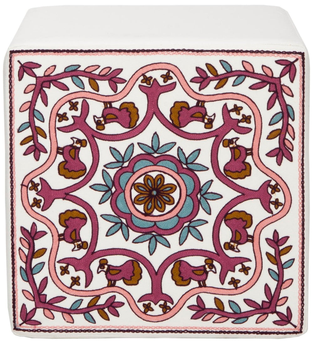 Safavieh Alicia Suzani Ottoman - Bold Square Design For Versatile Seating, Footrest & Decorative Accent Piece MCR4590D