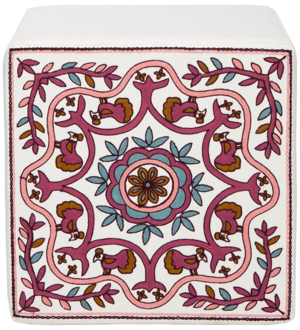 Safavieh Alicia Suzani Ottoman - Bold Square Design For Versatile Seating, Footrest & Decorative Accent Piece MCR4590D