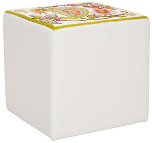 Safavieh Alicia Paisley Vine Ottoman – Elegant Square Footrest & Extra Seating For Modern Living Spaces MCR4590E