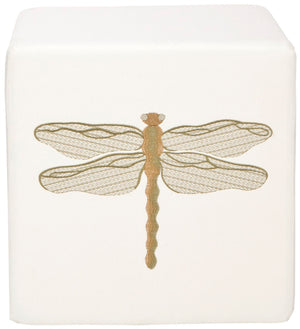 Safavieh Alicia Dragonfly Ottoman - Modern Square Accent Piece With Birchwood Frame & Nature-Inspired Design MCR4590G