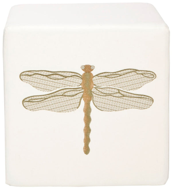 Safavieh Alicia Dragonfly Ottoman - Modern Square Accent Piece With Birchwood Frame & Nature-Inspired Design MCR4590G