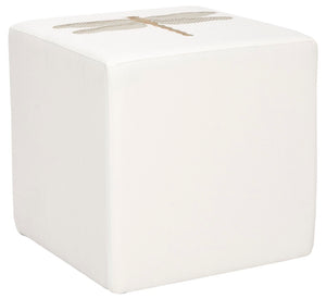 Safavieh Alicia Dragonfly Ottoman - Modern Square Accent Piece With Birchwood Frame & Nature-Inspired Design MCR4590G