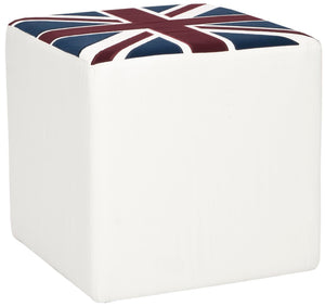 Safavieh Alicia Union Jack Ottoman - Stylish British Flag Accent For Modern Spaces, Compact & Versatile Design MCR4590K