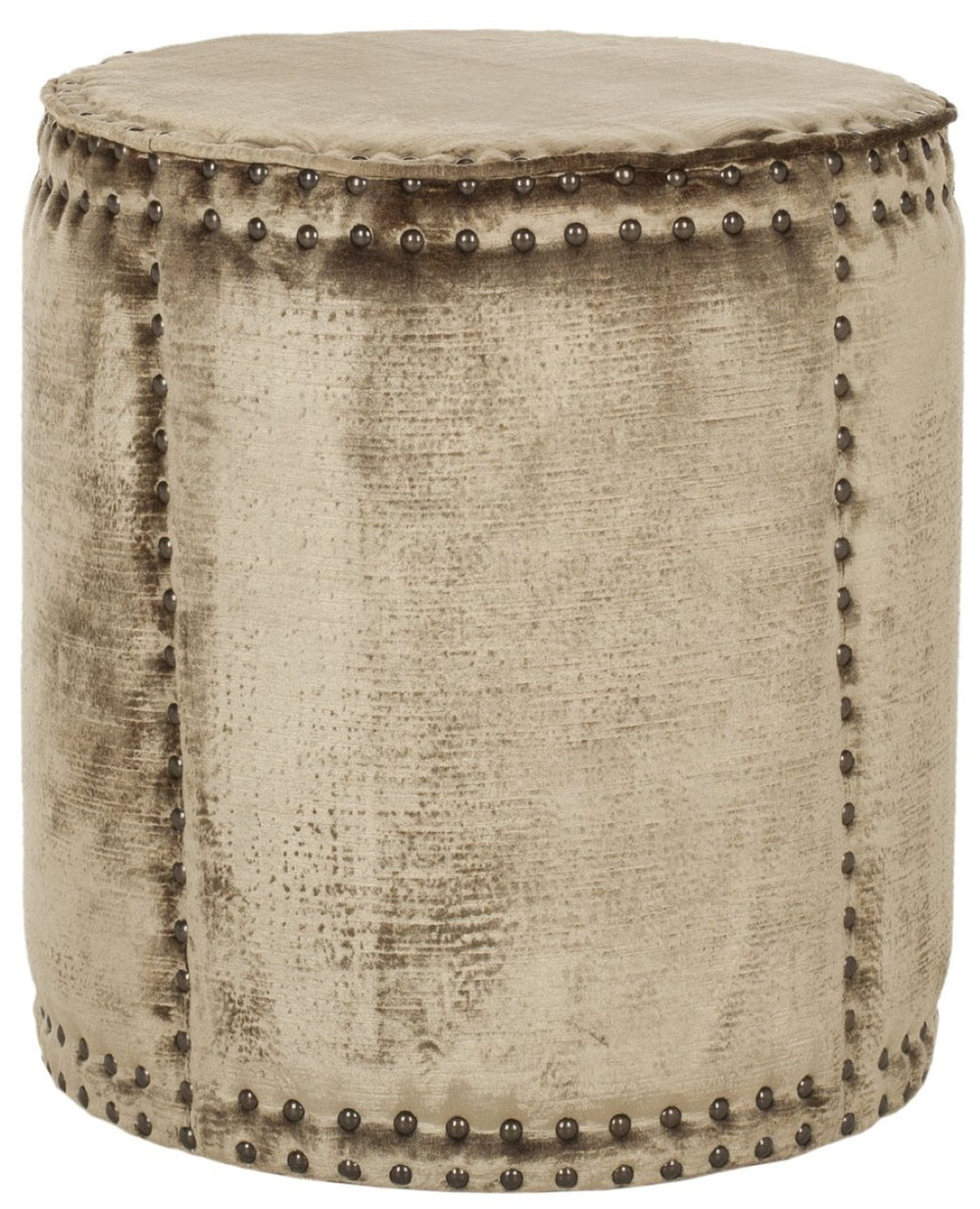 Safavieh Paula Ottoman - Antique Sage Upholstery With Brass Nail Heads For Rustic-Chic Elegance And Comfort MCR4596A