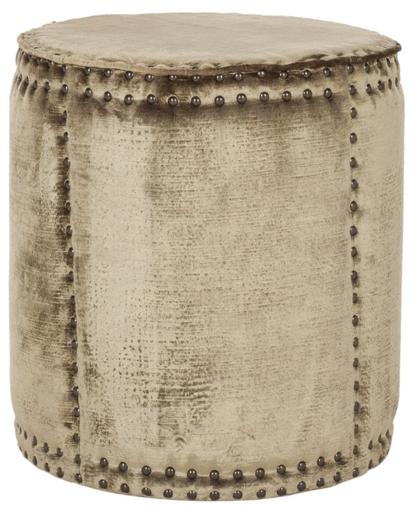 Safavieh Paula Ottoman - Antique Sage Upholstery With Brass Nail Heads For Rustic-Chic Elegance And Comfort MCR4596A