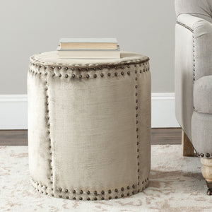 Safavieh Paula Ottoman - Antique Sage Upholstery With Brass Nail Heads For Rustic-Chic Elegance And Comfort MCR4596A