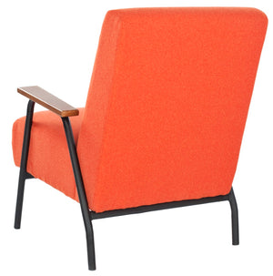 Safavieh Reuben Arm Chair - Mid-Century Modern Accent Chair With Burnt Orange Wool Upholstery & Birch Frame MCR4606B